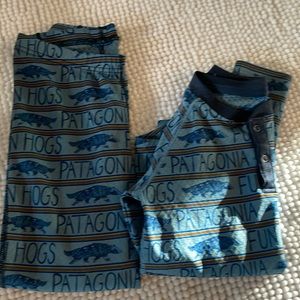Patagonia Baby Capilene Midweight Long Sleeve Top & Bottoms Size 5 badger